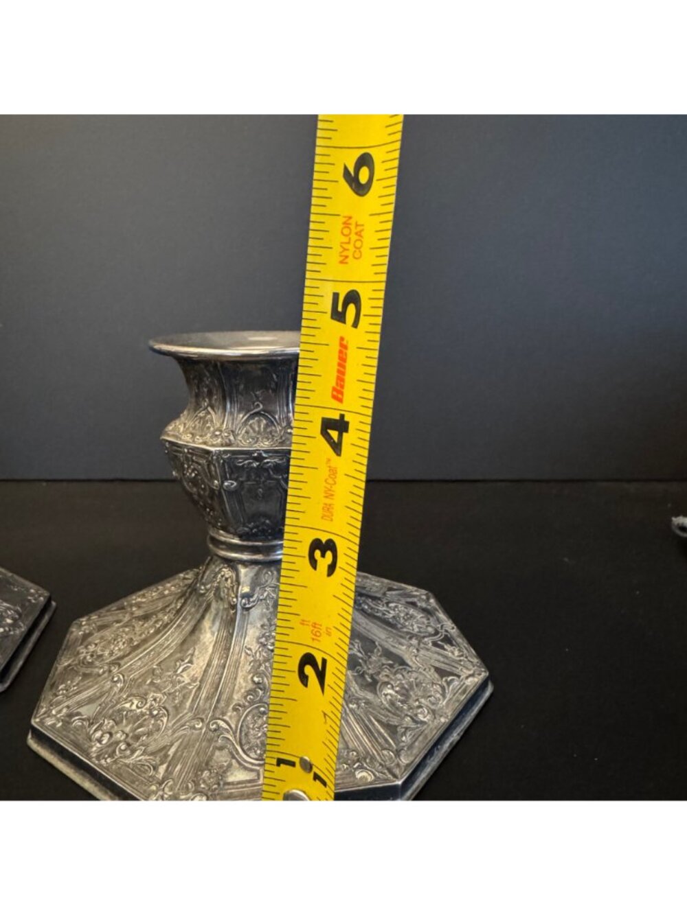 Pair Of Antique Barbour Silverplated Candle Holders Ornate Floral Engraving - Picture 11 of 16